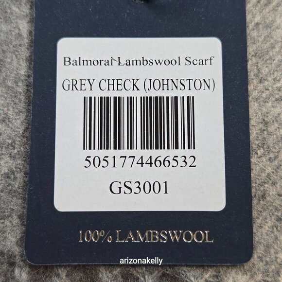 NWT Balmoral Lambswool Scarf Grey Check (Johnston) Scotland - Picture 9 of 10